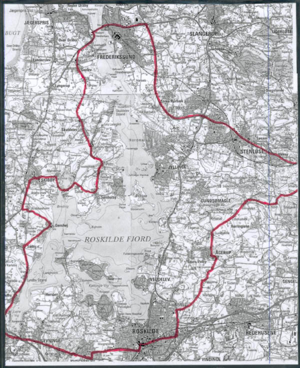 Kort over turen rundt Roskilde fjord.